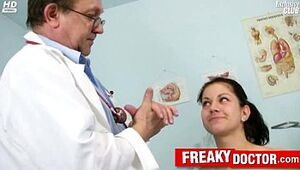 Super-hot czech black-haired Monika gets fingered by father medic
